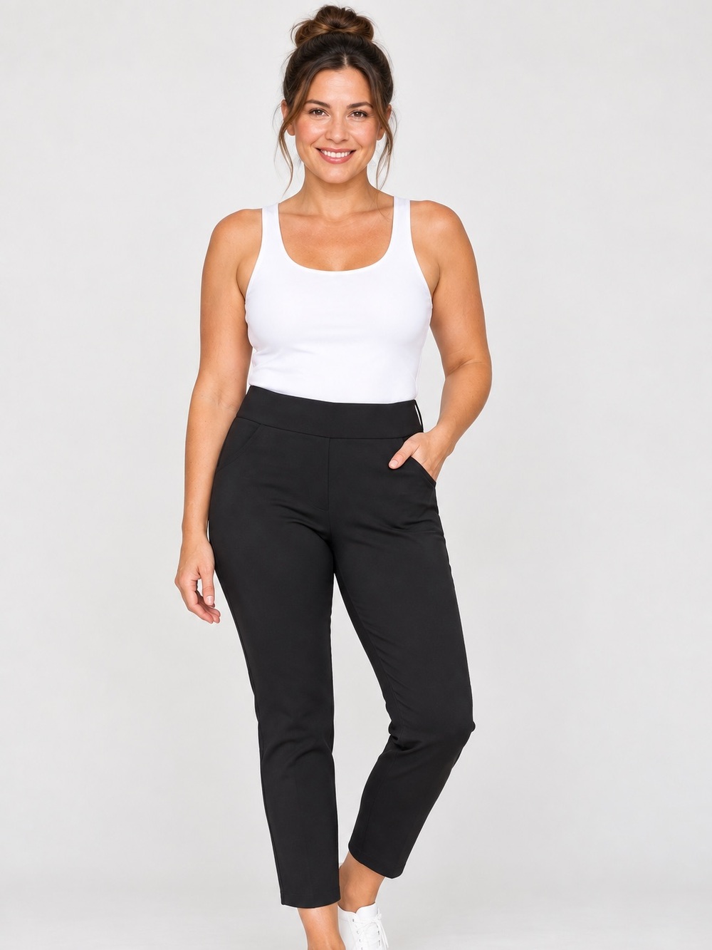 SPANX The Perfect Pant Ankle 4-Pocket Black Ponte Pull-On Size Small